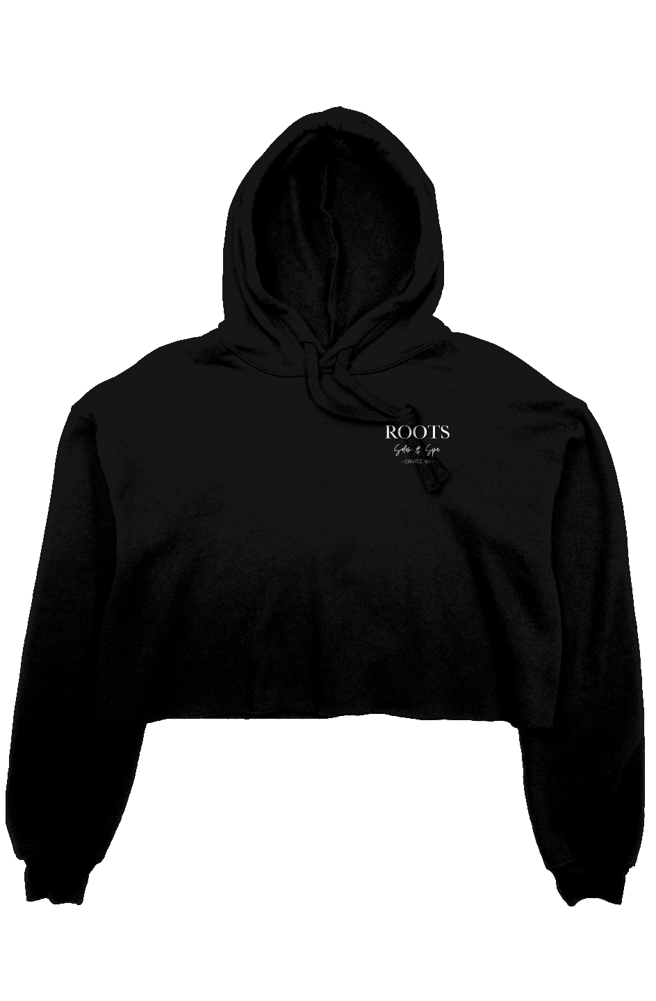 Roots Crop Fleece Hoodie White Logo | Crivitz WI