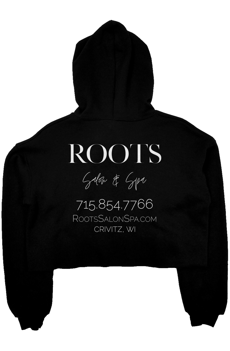 Roots Crop Fleece Hoodie Black White Crivitz WI