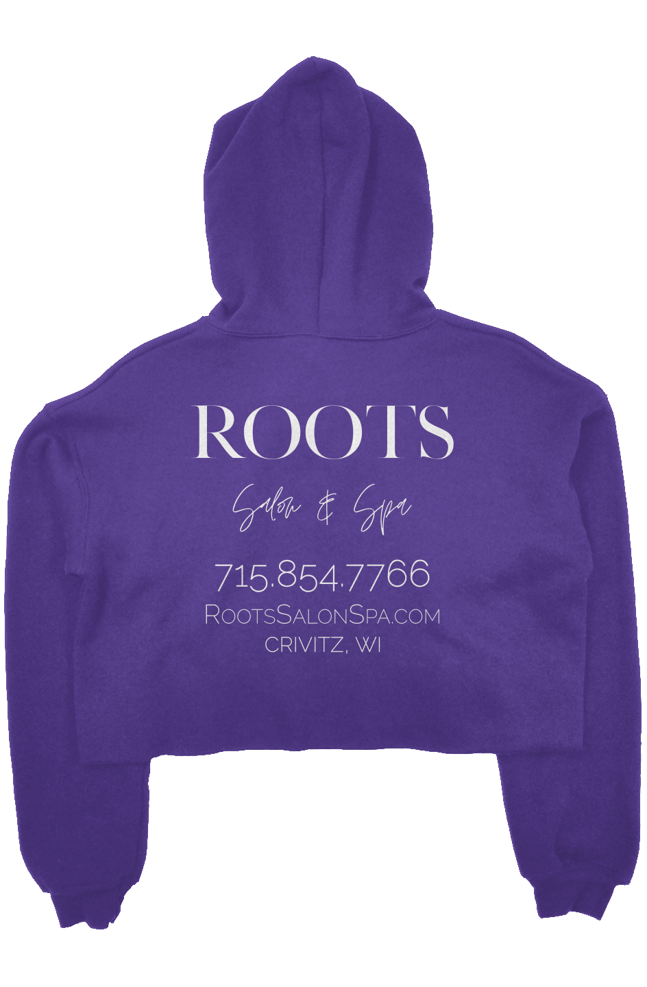 Roots Crop Fleece Hoodie White Logo | Crivitz, WI
