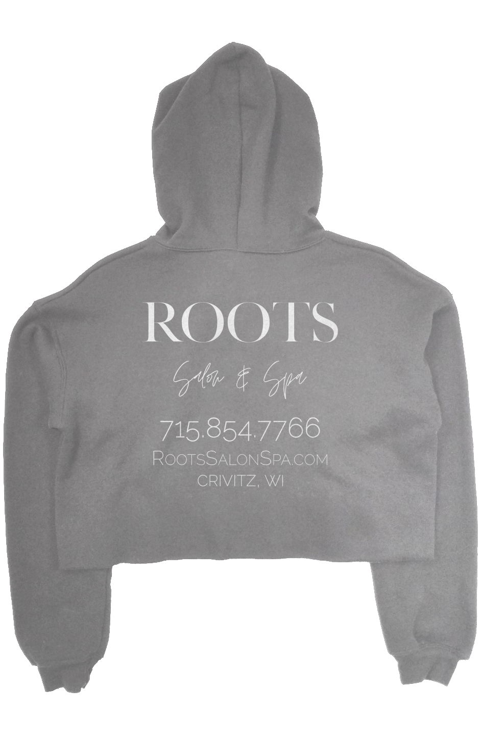 Roots Crop Fleece Hoodie White Logo | Crivitz, WI