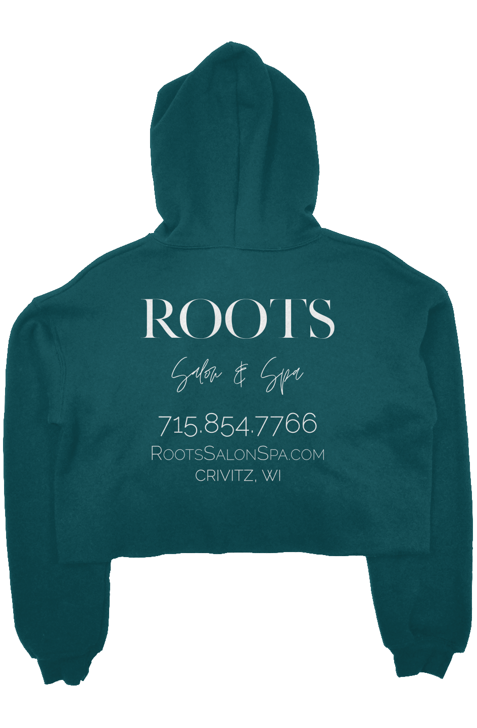 Roots Crop Fleece Hoodie White Logo | Crivitz, WI