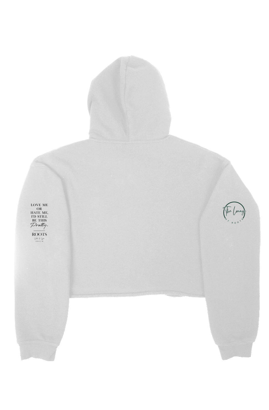 Roots Crop Fleece Hoodie Black Logo Crivitz WI
