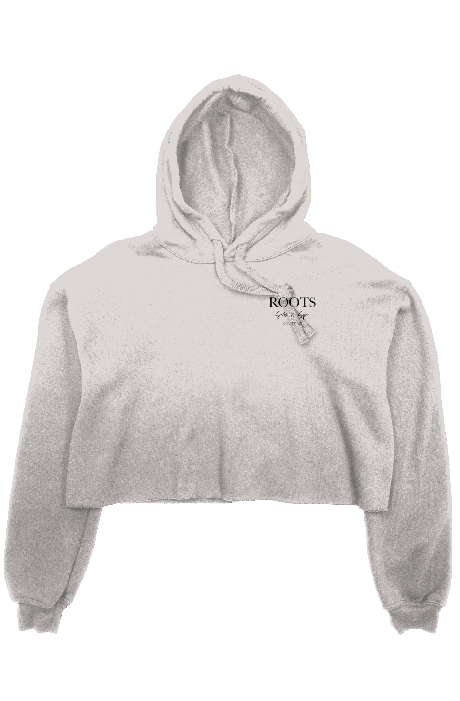 Roots Crop Fleece Hoodie Black Logo Crivitz WI