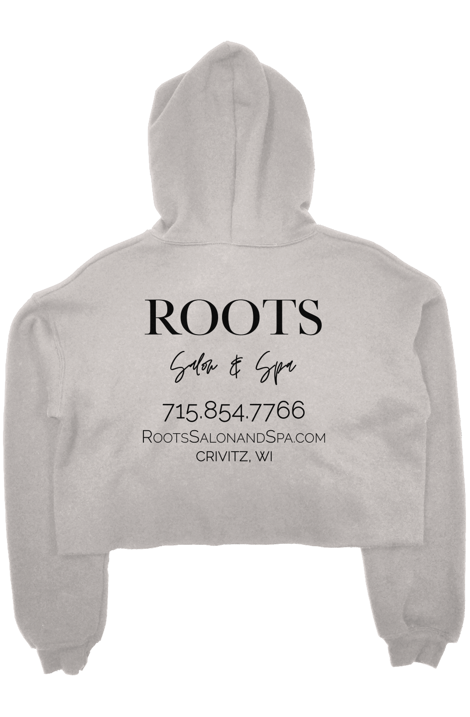 Roots Crop Fleece Hoodie Black Logo Crivitz WI