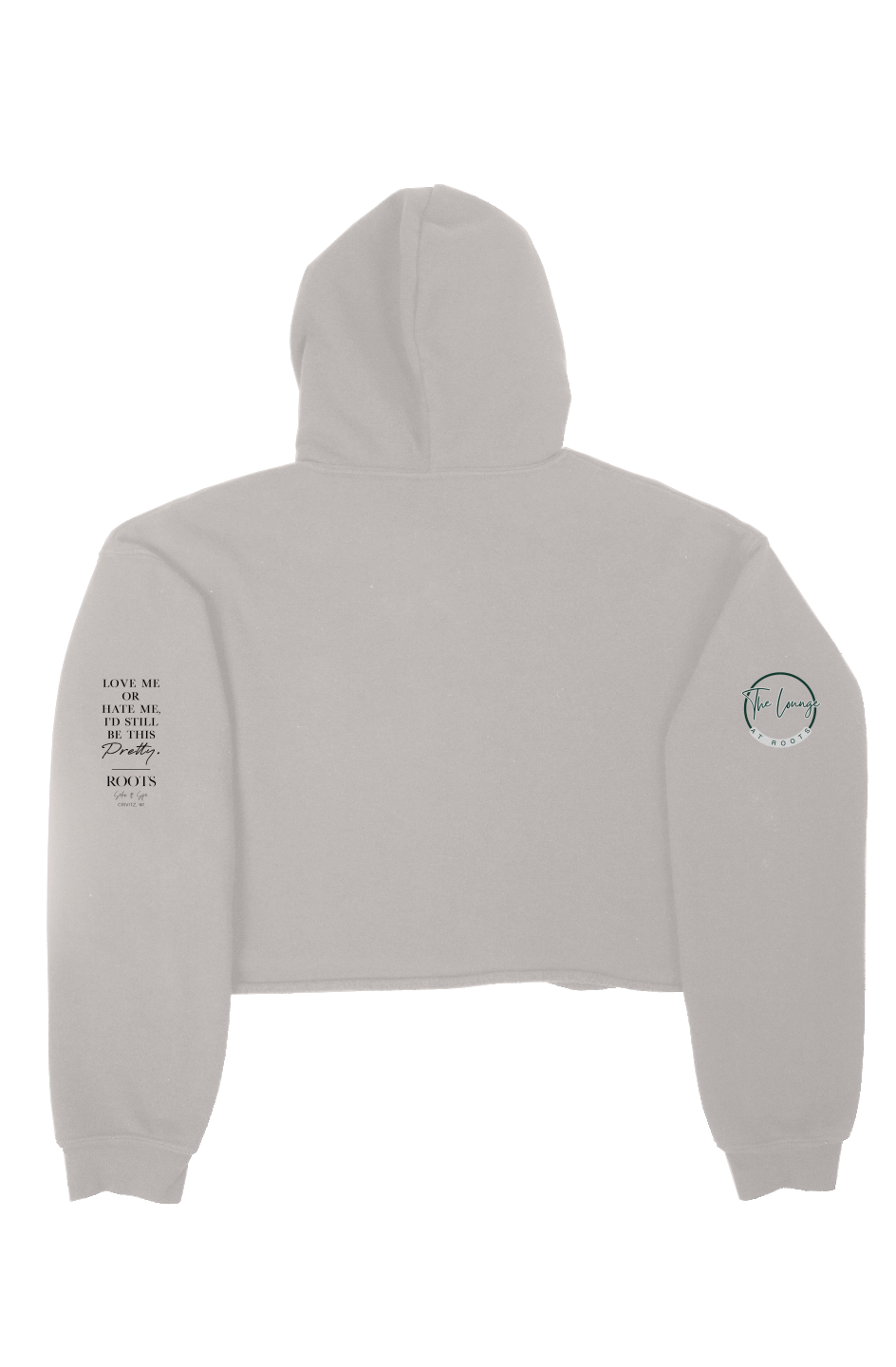 Roots Crop Fleece Hoodie Black Logo Crivitz WI