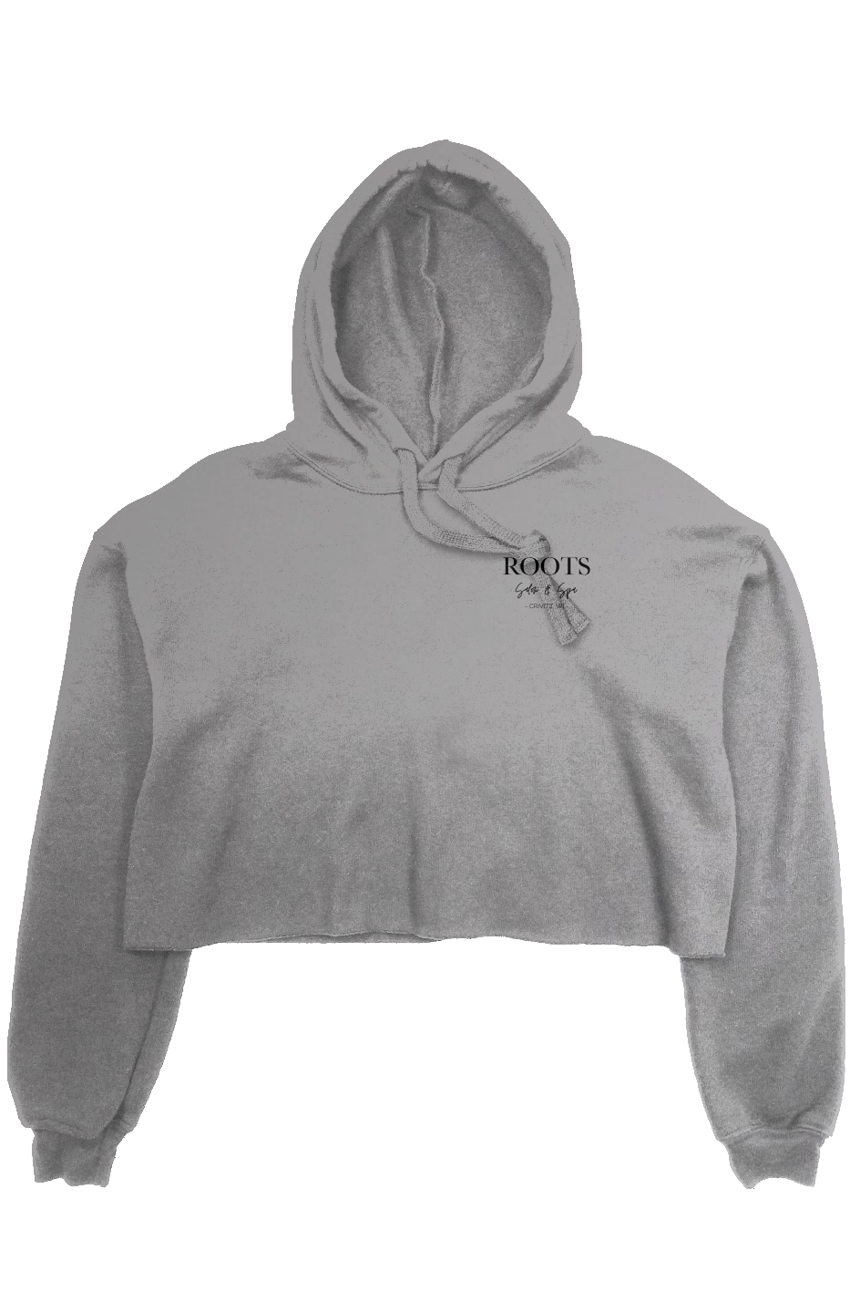 Roots Crop Fleece Hoodie Black Logo Crivitz WI