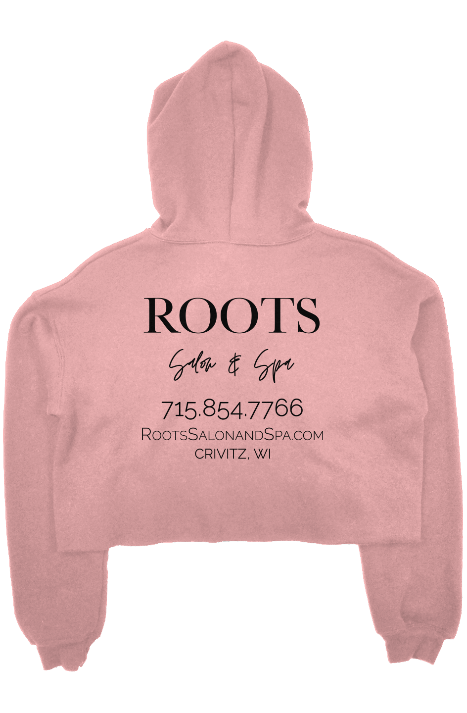 Roots Crop Fleece Hoodie Black Logo | Crivitz, WI