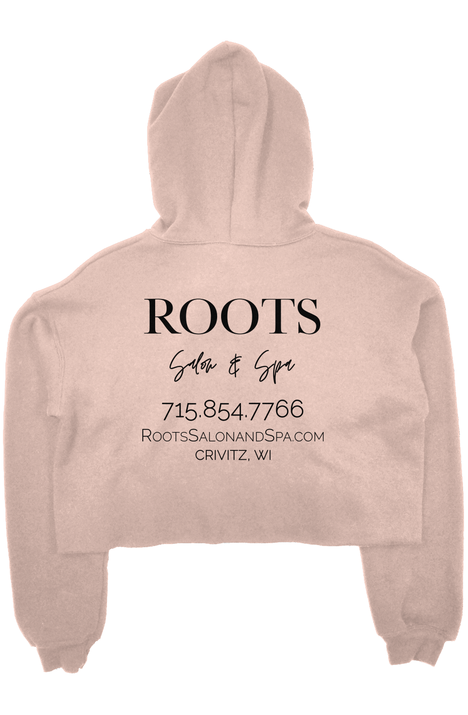 Roots Crop Fleece Hoodie Black Logo | Crivitz, WI