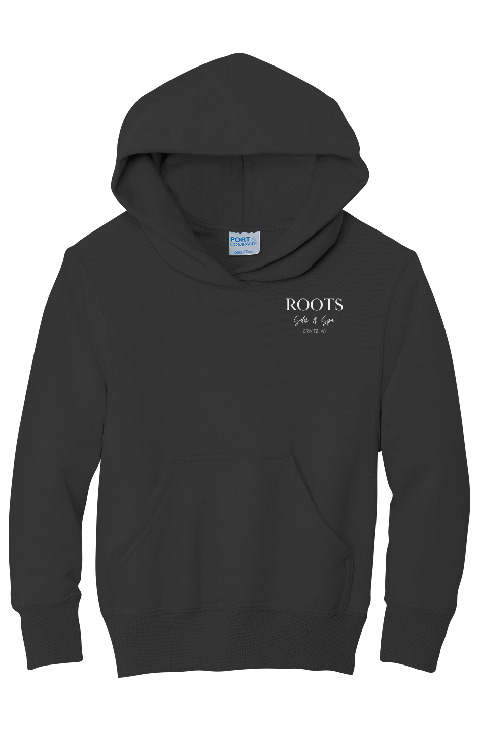 Roots Youth Fleece Hoodie White Logo Crivitz WI