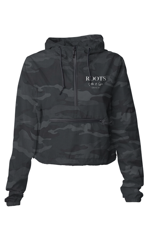 Roots Cropped Windbreaker White Logo Crivitz WI