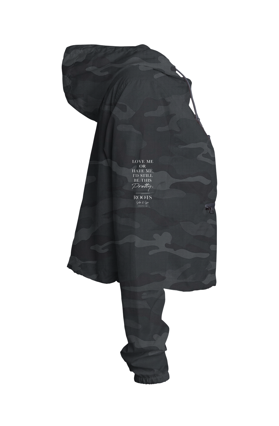 Roots Cropped Windbreaker White Logo Crivitz WI